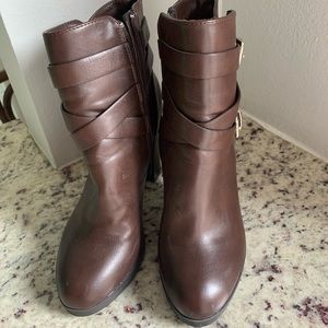 Brown leather boots